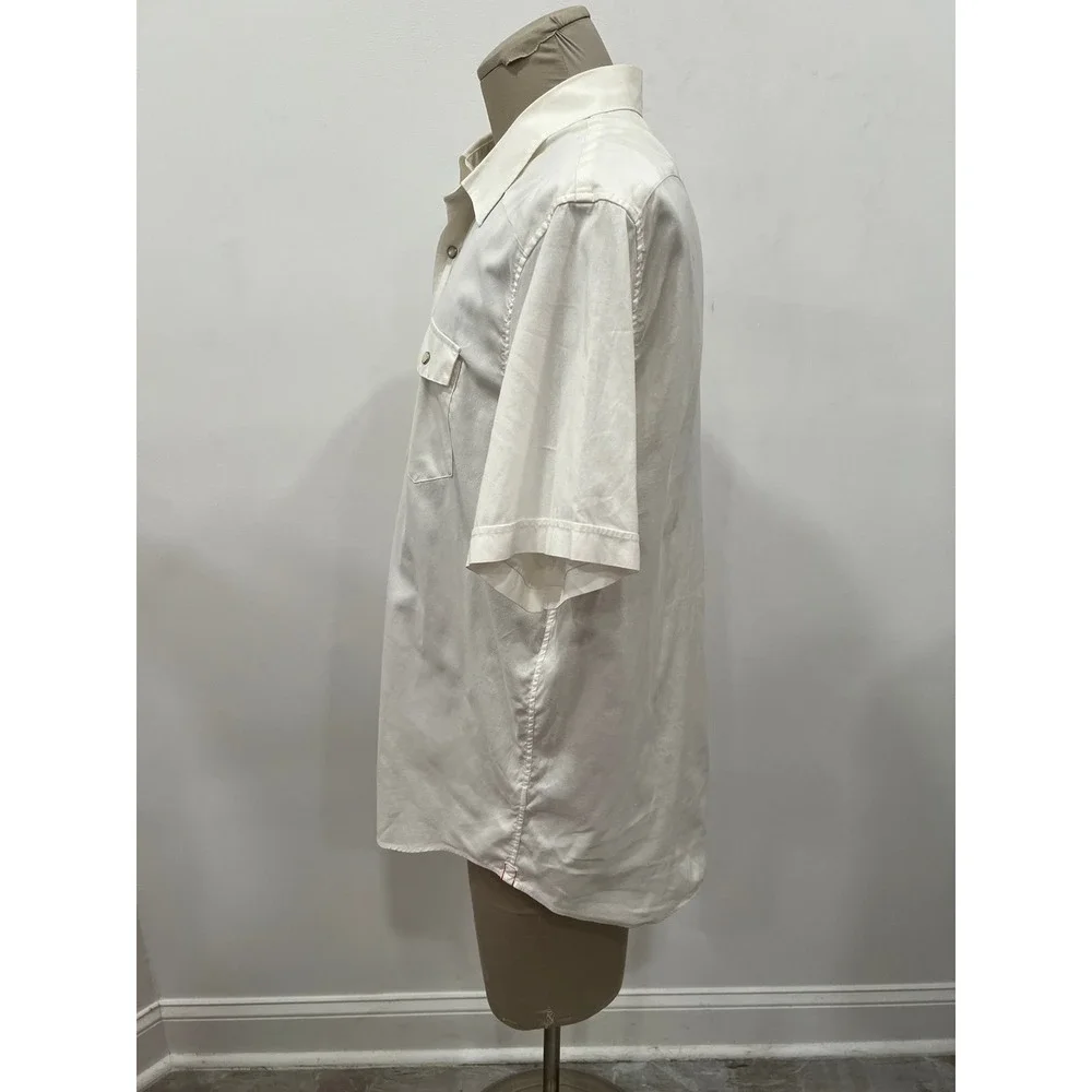 Banana Republic Shirt Pearl Snap Button Down Mens XL White Western Slim Fit